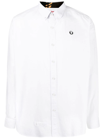 Aape By A Bathing Ape Logo-patch Long-sleeved Shirt In Weiss