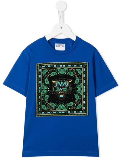Marcelo Burlon County Of Milan Kids' Bandana Tiger Printed T-shirt In Blau