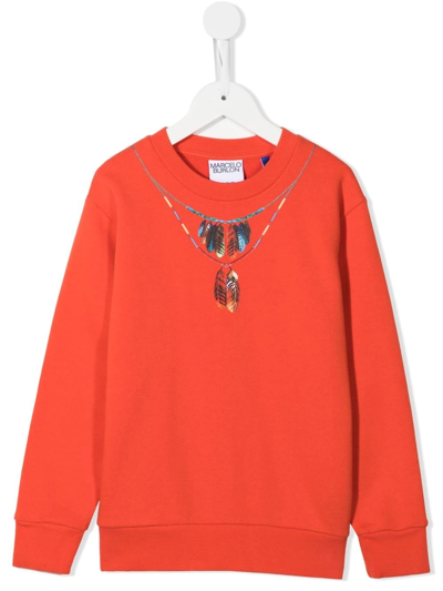 Marcelo Burlon County Of Milan Feather Necklace-print Sweatshirt In Rot