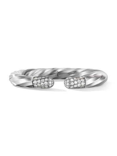 David Yurman Women's Cable Sterling Silver & Diamonds Open Cuff Bracelet