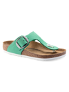 Birkenstock Women's Gizeh Big Buckle Nubuck Sandals In Bold Jade Nubuck/silver