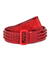 Christian Louboutin Men's Patent Leather Spike Loubi Belt In Loubi/loubi/loubi