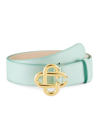 Casablanca Masao San Logo Buckle Leather Belt In Mint