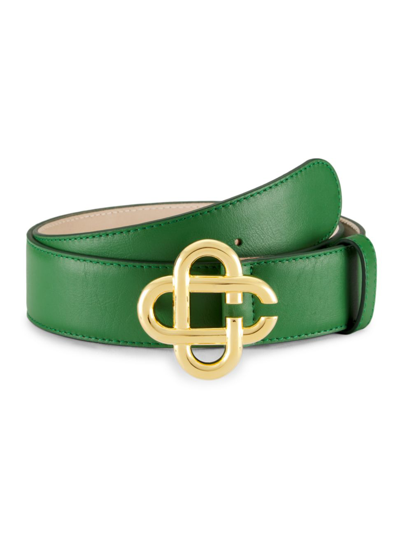 Casablanca Masao San Logo Buckle Leather Belt In Green