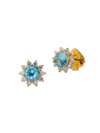 Kate Spade Women's Sunny Halo Goldtone & Cubic Zirconia Stud Earrings In Dark Blue