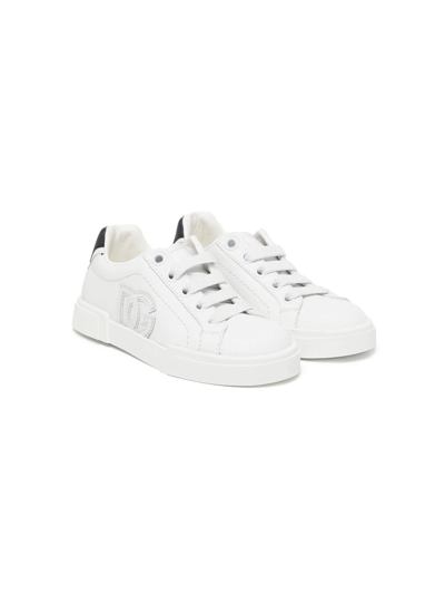 Dolce & Gabbana Kids' Dg Logo-patch Low-top Sneakers In White