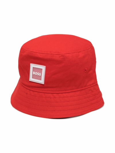Bosswear Kids' Logo-patch Bucket Hat In Red
