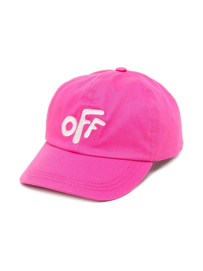 Off-white Kids' Logo刺绣棒球帽 In Pink