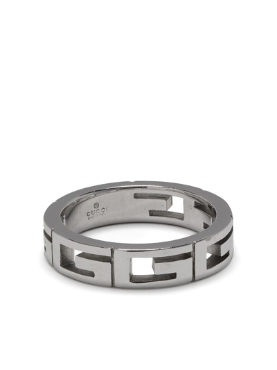 Pre-owned Gucci Square G Logo Ring In Silver