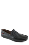 Marc Joseph New York Hamilton Penny Strap Driving Loafer In Black Grainy