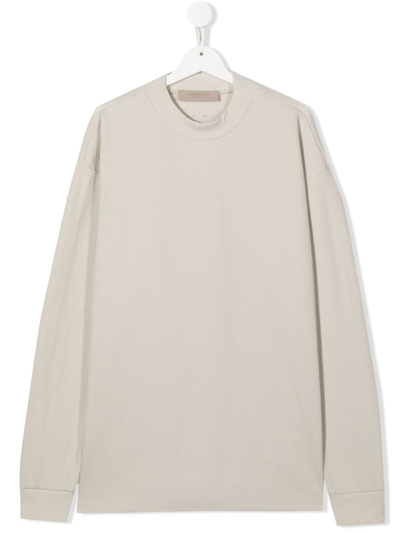 Essentials Kids' High-neck Logo-patch Sweatshirt In Neutrals