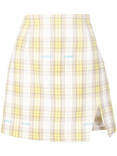 Off-white Check-print Mini Skirt In White