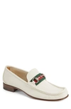 Gucci Web Stripe Horsebit Loafers In White