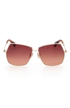 Max Mara Mm0035 Jewel-embellished Metal Geometric-frame Sunglasses In Dark Red