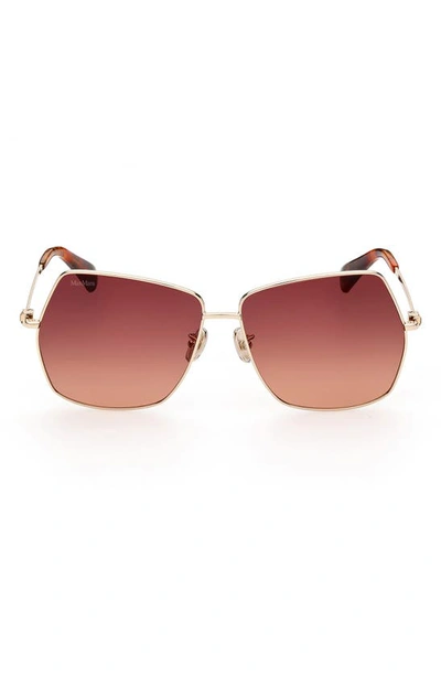 Max Mara Mm0035 Jewel-embellished Metal Geometric-frame Sunglasses In Red