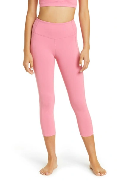 Zella Live In High Waist Pocket Crop Leggings In Pink Chateau