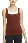 Nike Yoga Luxe Infinalon Tank In Oxen Brown/ Iron Grey
