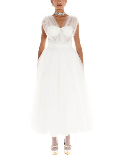 Dolce & Gabbana Maxi Tulle Dress In White