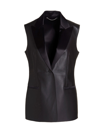 Ferragamo Leather Sleeveless Jacket In Brown