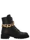 Giuseppe Zanotti Black Leather Biker Boots With Oversized Gold Chain Detail In Black