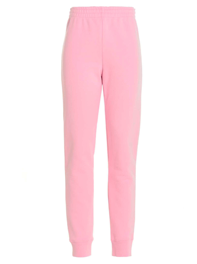 Moschino Couture Logo Crystal Embellished Cotton Joggers In Pink