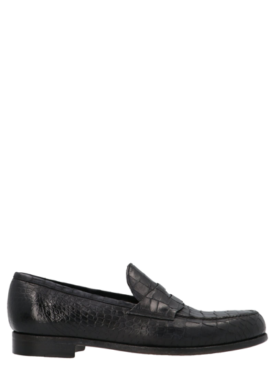 Lidfort Crocodile-embossed Loafers In Black