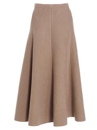 Gabriela Hearst Maureen High-rise Pleated Midi Skirt In Camel