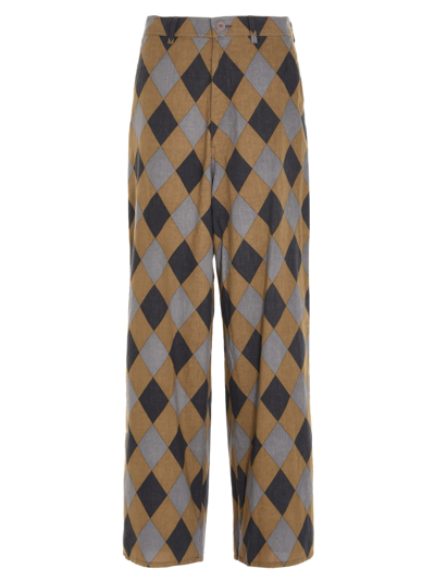 Undercover Diamond-print Wide-leg Trousers In Multi