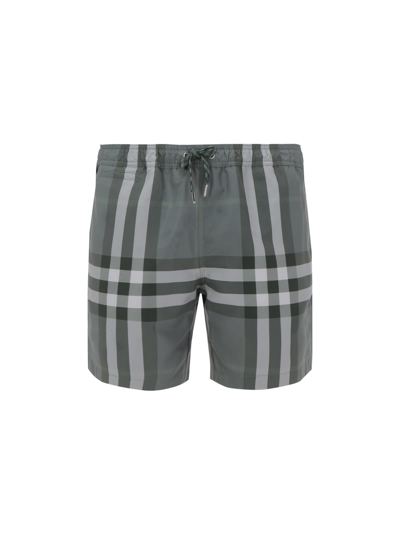 Burberry Grey Vintage Check Swim Shorts In Seal Grey Ip Check