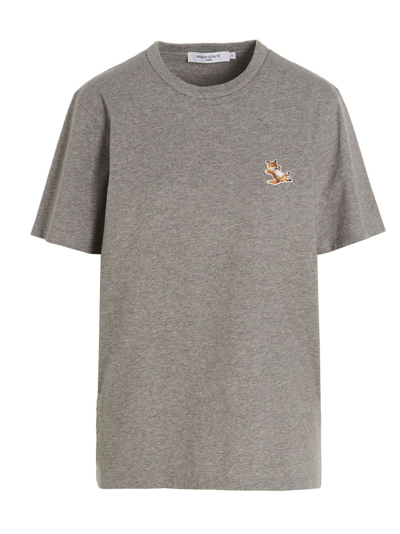 Maison Kitsuné Chillax Fox Patch T-shirt In Grey Melange