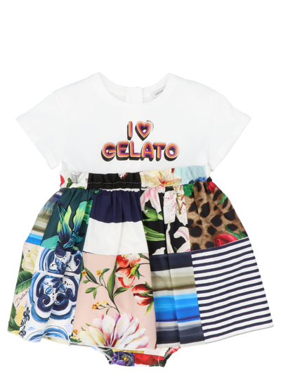 Dolce & Gabbana Babies' Printed Cotton Dress In Multicolor