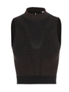 Wolford Shiny Grid Sleeveless Stretch Nylon Top In Brown