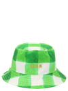 Msgm Gingham-check Bucket Hat In Green