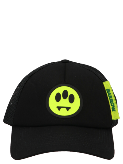 Barrow Net Paneled Smiley Print Baseball Cap In Black