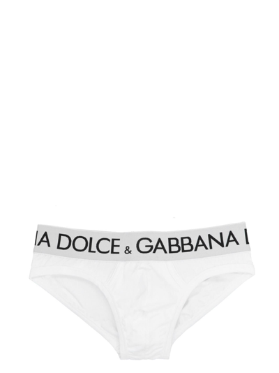 Dolce & Gabbana Men's Midi Logo Briefs In Bianco Ottico