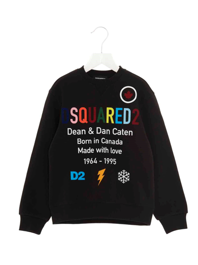 Dsquared2 Teen Logo-print Cotton Sweatshirt In Black