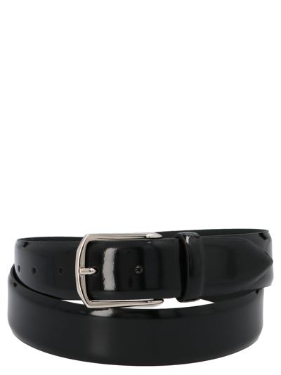 Andrea D'amico Polished Leather Belt In Black