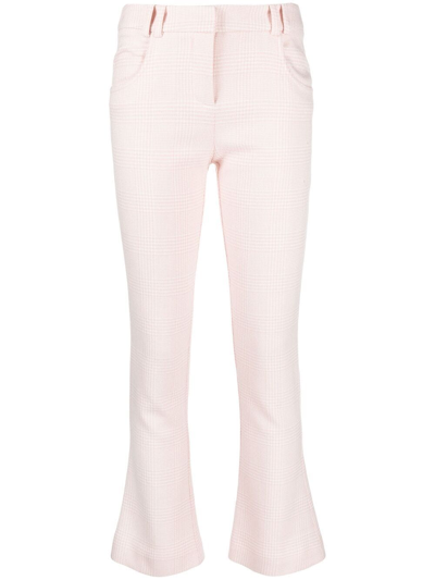 Balmain Check Print Flared Trousers In Pink
