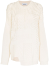 Ambush Patchwork Cable-knit Jumper In White