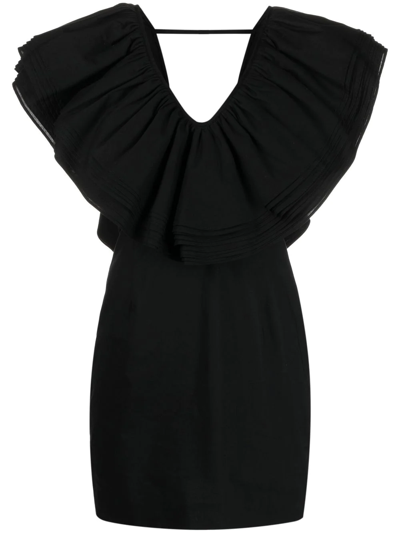 The Garment V-neck Ruffle-detail Dress In Black