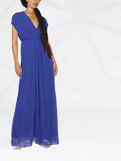 Patrizia Pepe V-neck Gathered-detail Dress In Blue