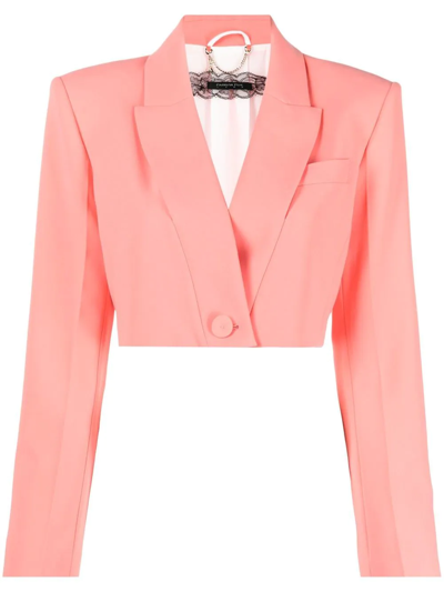 Patrizia Pepe Peak-lapel Cropped Blazer In Pink