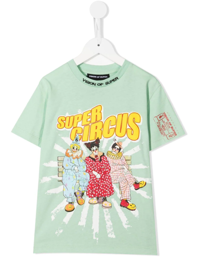 Vision Of Super Kids' Super Circus-print T-shirt In Green