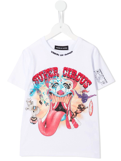 Vision Of Super Kids' Super Circus Short-sleeve T-shirt In Bianco