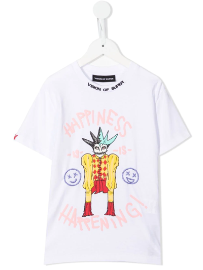 Vision Of Super Kids' Baby Drawing-print T-shirt In White