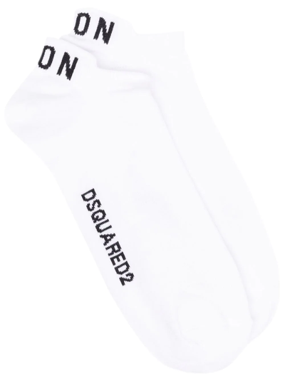 Dsquared2 No Show Logo Ankle Socks In White