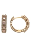 Suzy Levian Sterling Silver Cz Huggie Hoop Earrings In Pink