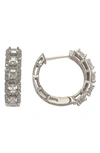 Suzy Levian Cz Huggie Hoop Earrings In White