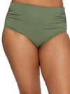 Coco Reef Classic Solid Fold-over High-waist Bikini Bottom In Palm Green