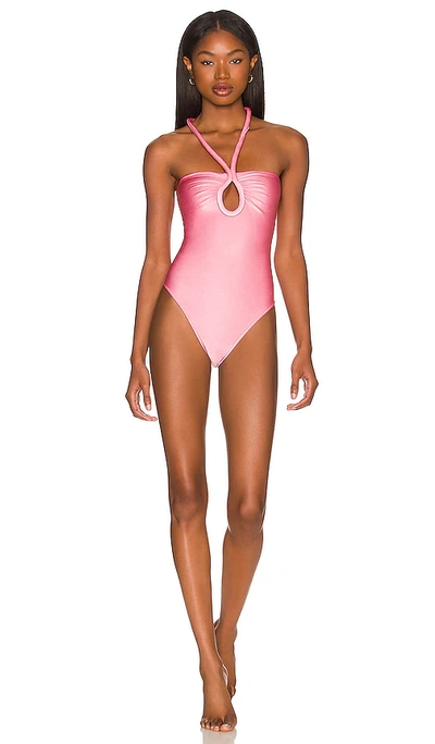 Adriana Degreas Solid High-leg Keyhole One Piece In Pink